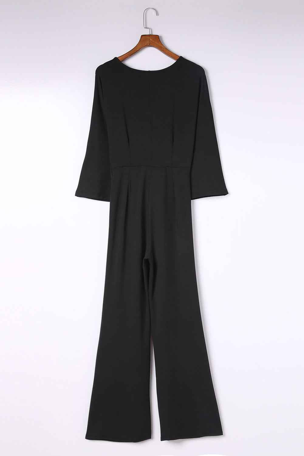 Twisted Plunge Three-Quarter Sleeve Jumpsuit