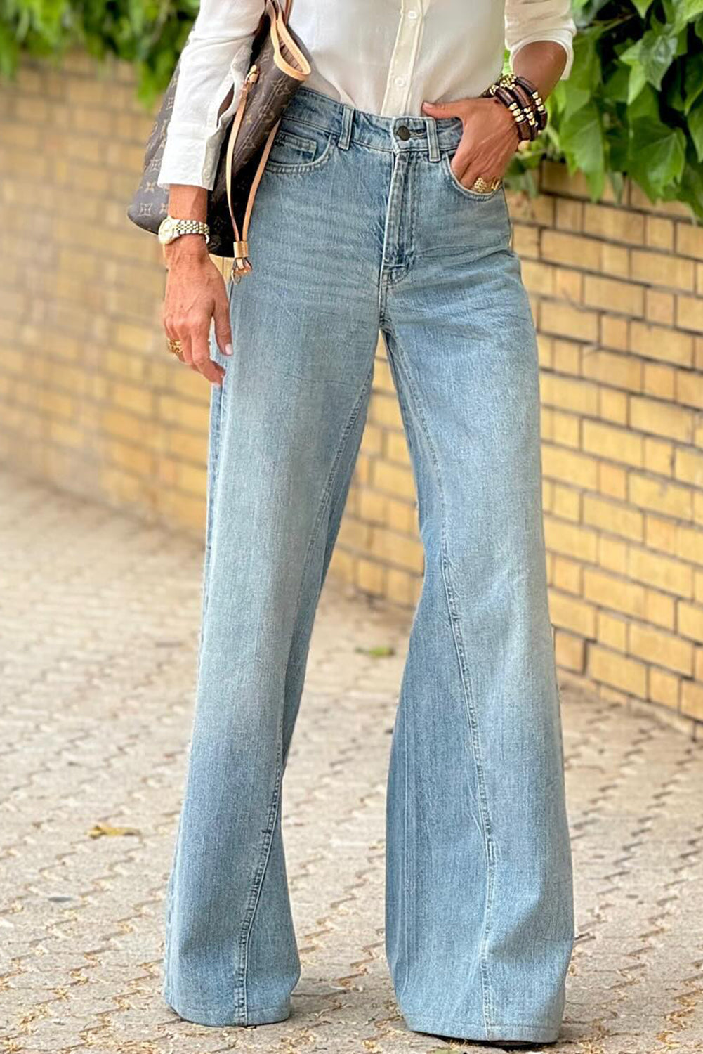 Dusk Blue Acid Wash Extra Wide Leg High Waist Long Jeans Dear-Lover Dropshipping