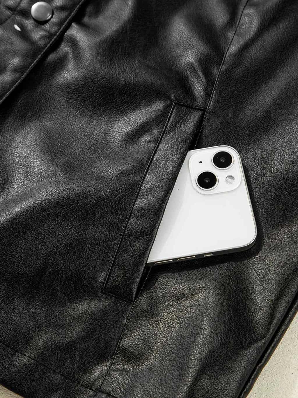 Faux Leather Buttoned Front Boxy Jacket