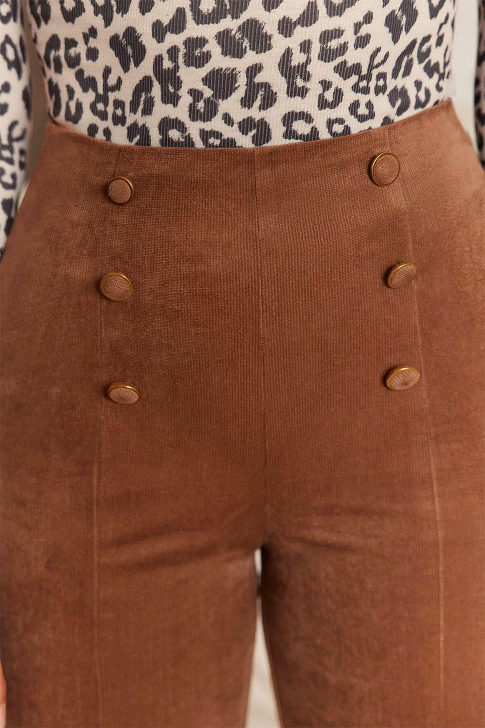 Chestnut Solid Color Double Breasted Straight Leg Pants Dear-Lover Dropshipping