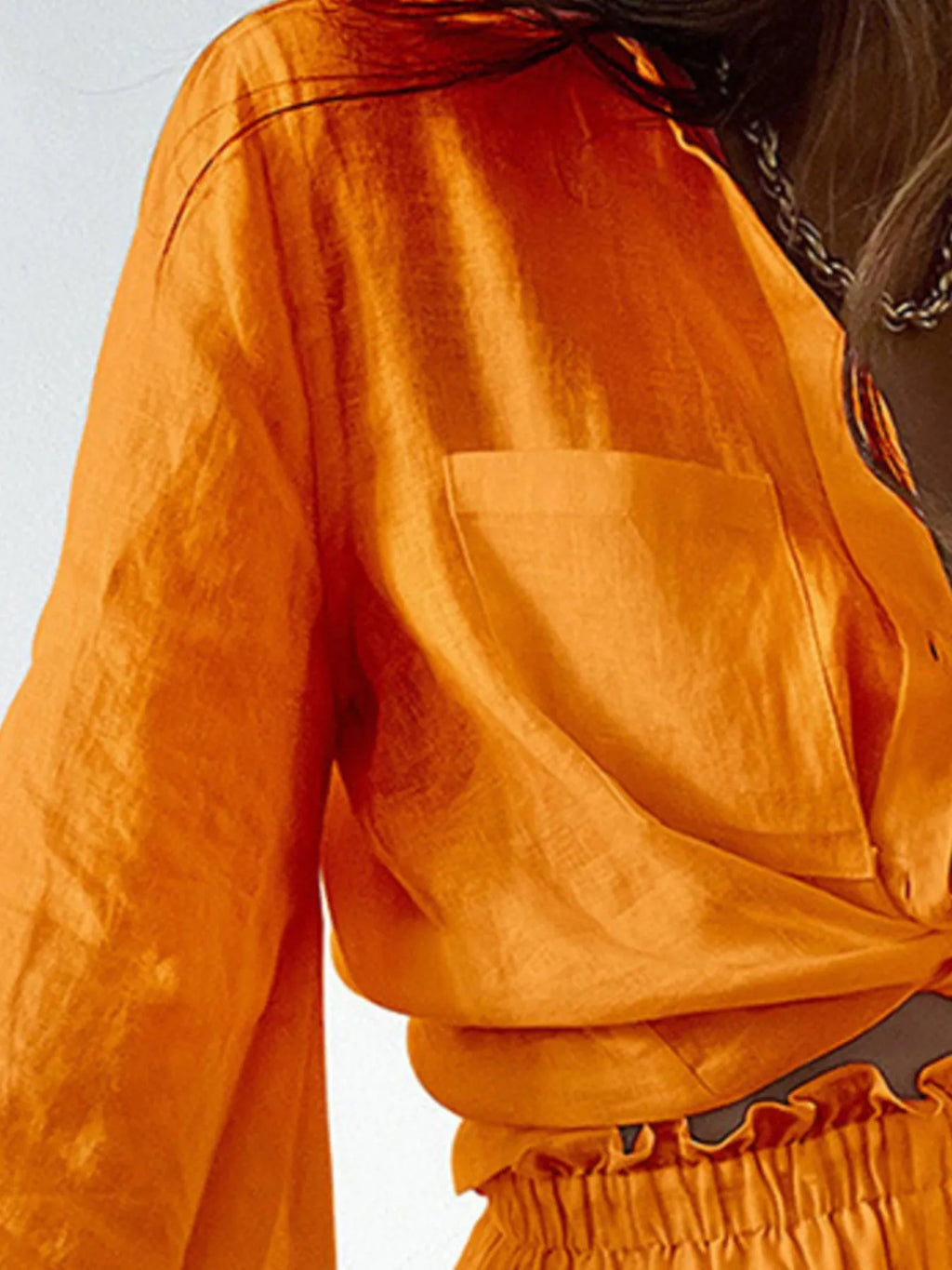 Balloon Sleeve Top and Shorts Set Plus Size.