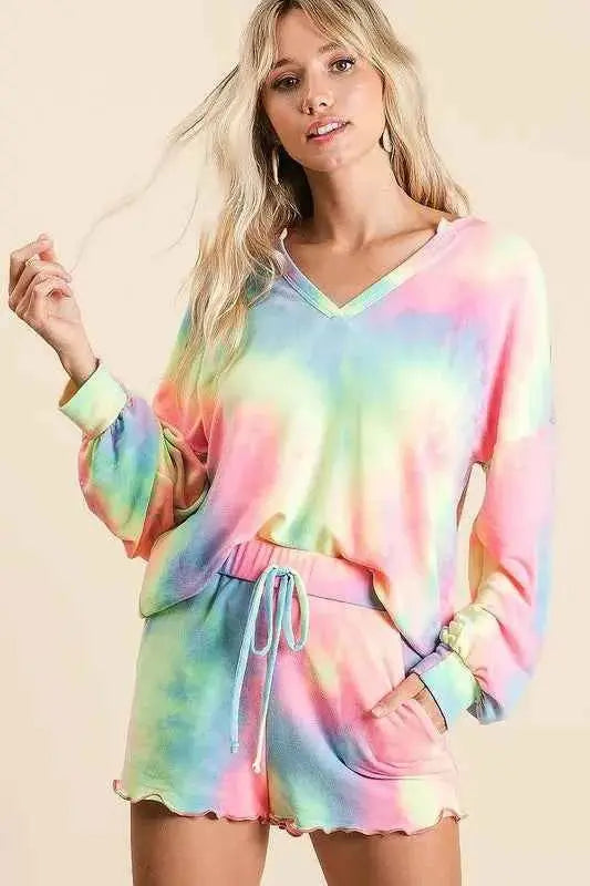 Tie Dye French Terry Top and Shorts Set.