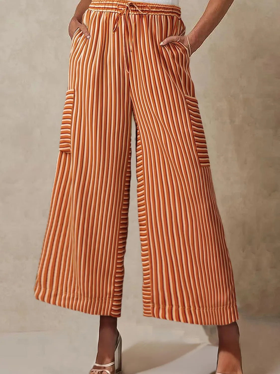 Contrast Striped Wide leg Pants.