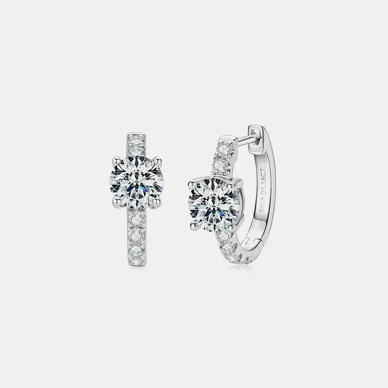 2.36 Carat Moissanite Zircon 925 Sterling Silver Hoop Earrings.