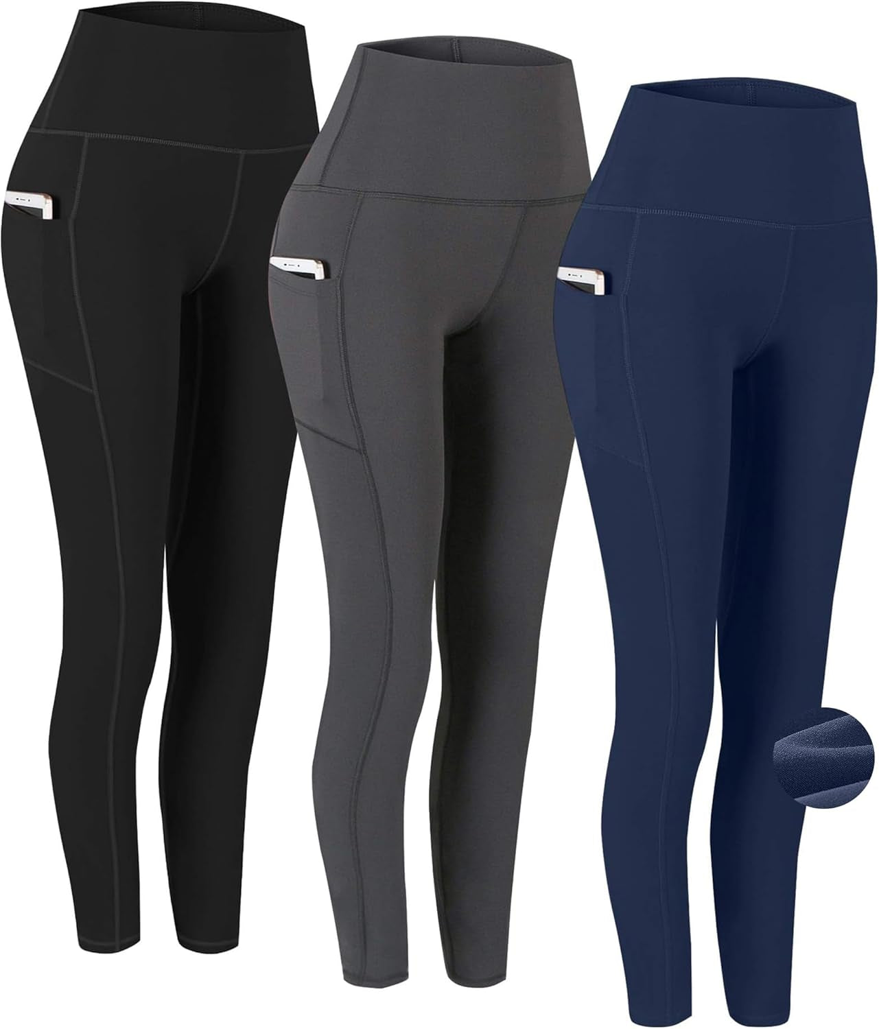 Fengbay 2 Pack High Waist Yoga Pants with Pockets, Tummy Control Workout Running Yoga Leggings for Women