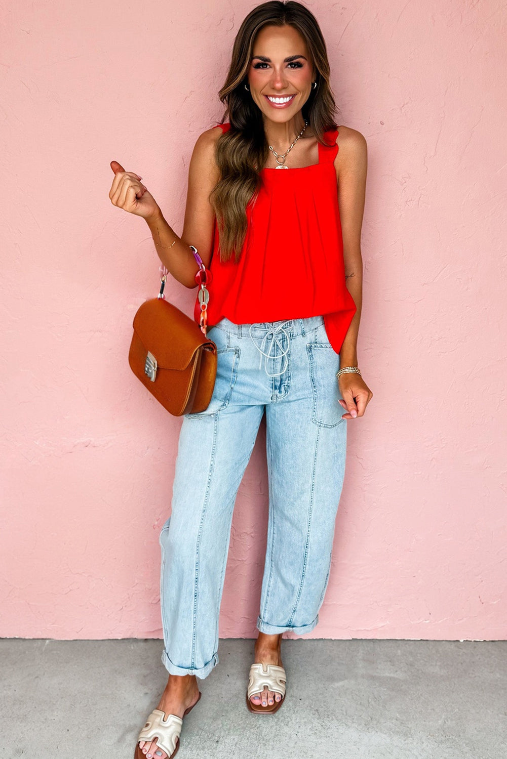 Myosotis Exposed Stitch Detail Drawstring Barrel Jeans Dear-Lover Dropshipping