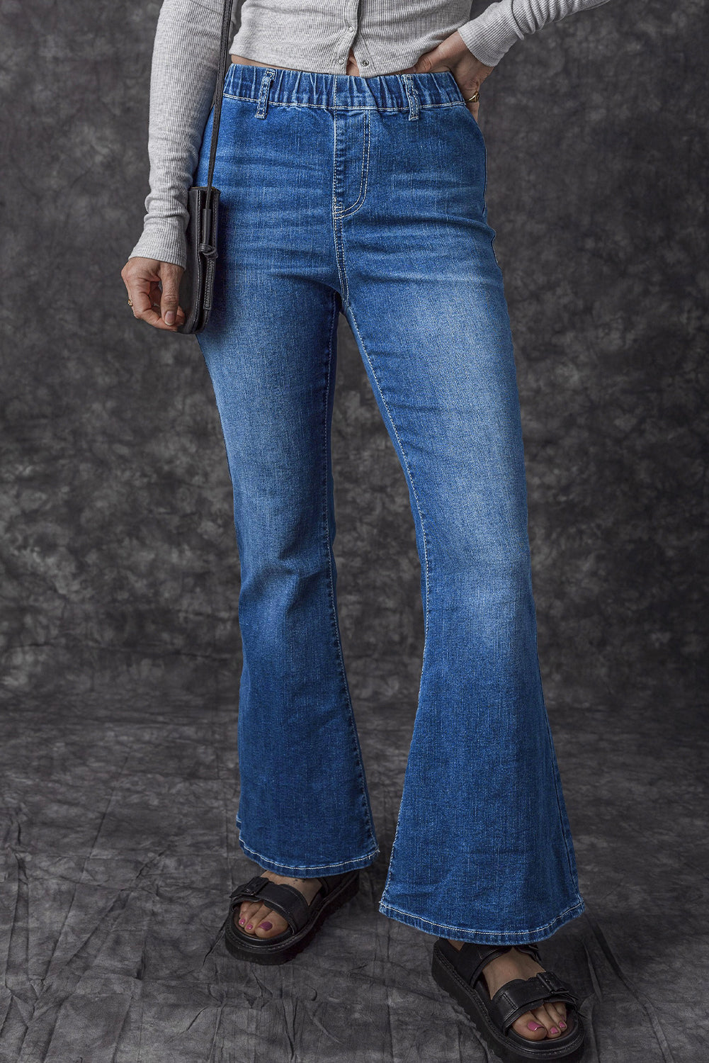 Blue Elastic High Waist Flare Jeans Dear-Lover Dropshipping
