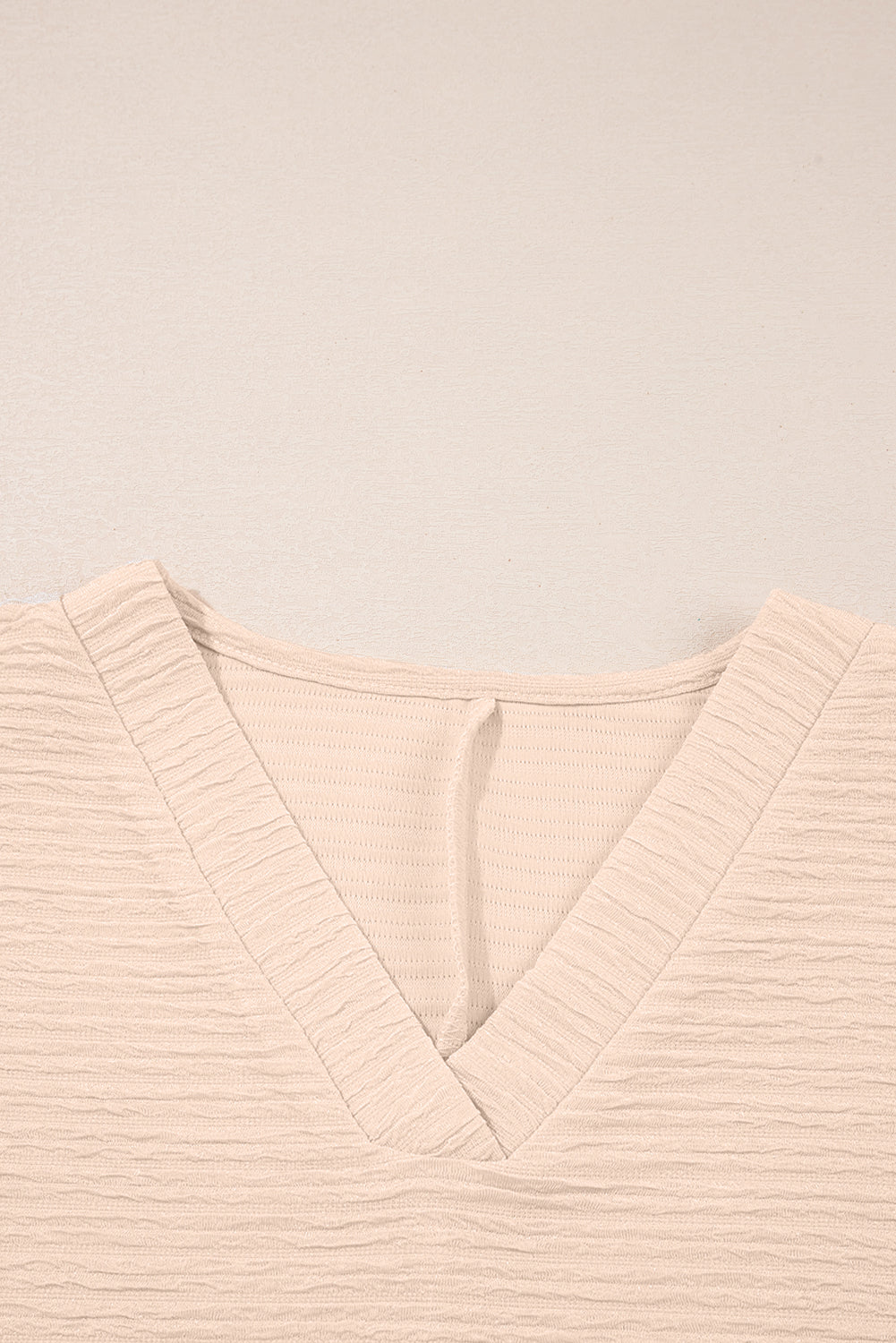 Apricot Textured V Neck T Shirt and Shorts Set Dear-Lover Dropshipping