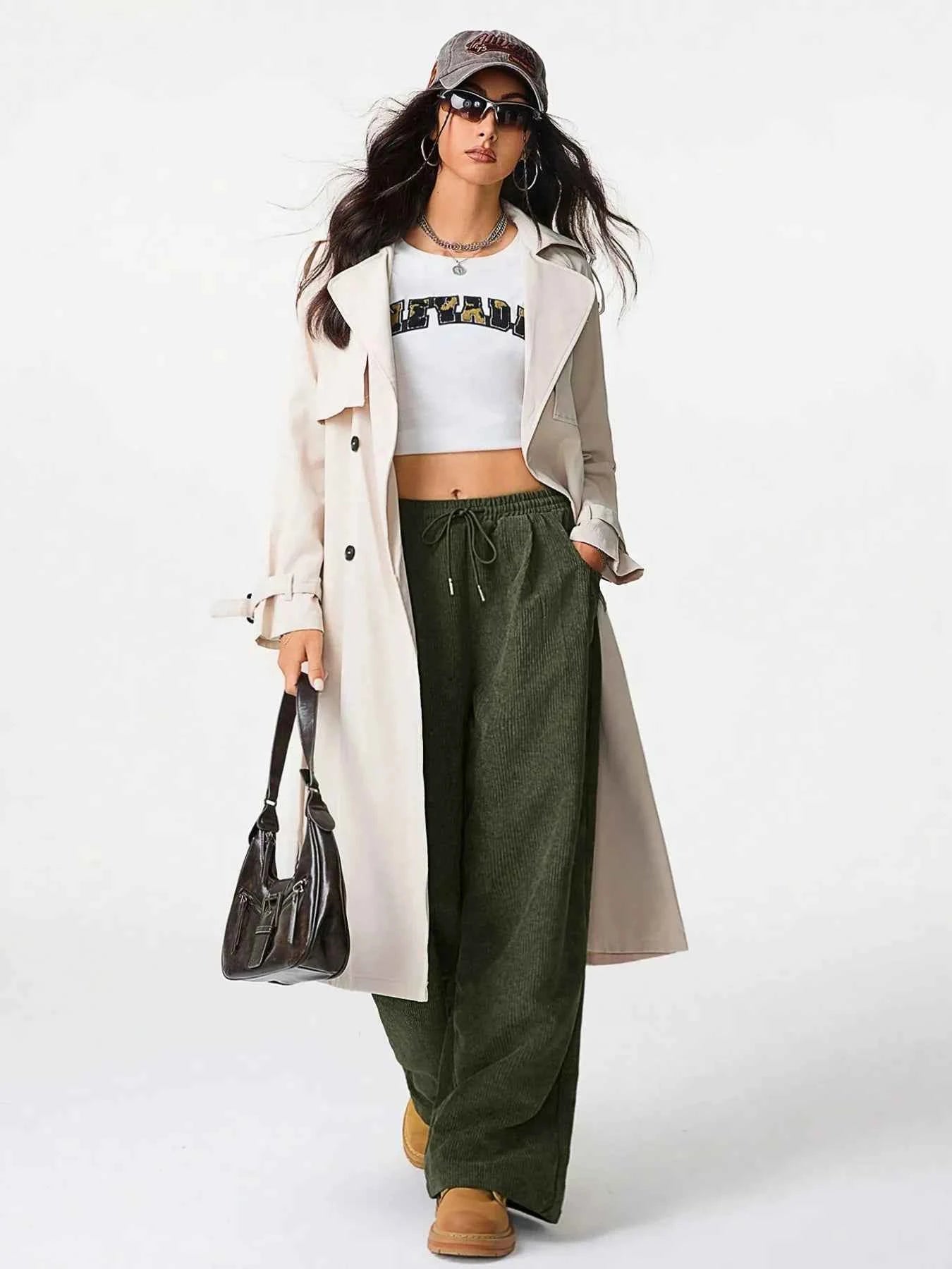Wide Leg Drawstring Pants