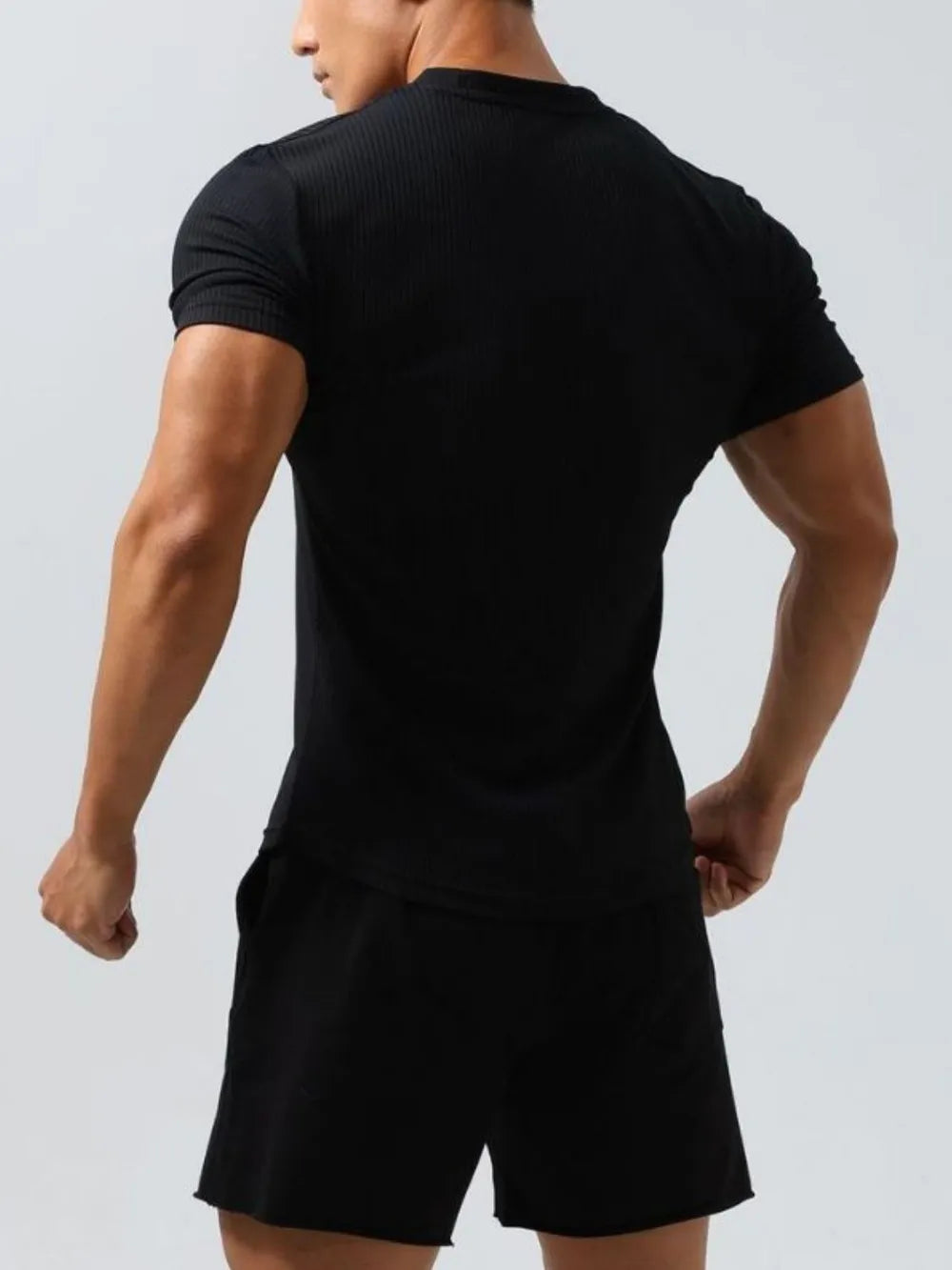 Men's Plus Size Notched Short Sleeve T-Shirt.