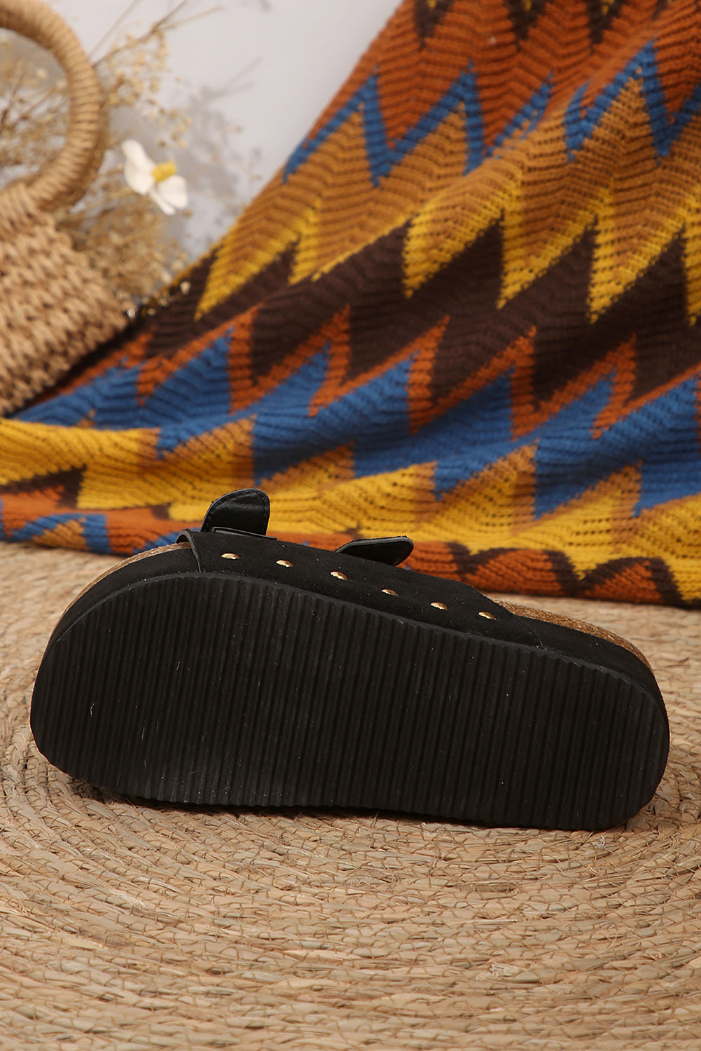 Black Suede Buckle Decor Footbed Sandal Slippers Dear-Lover Dropshipping