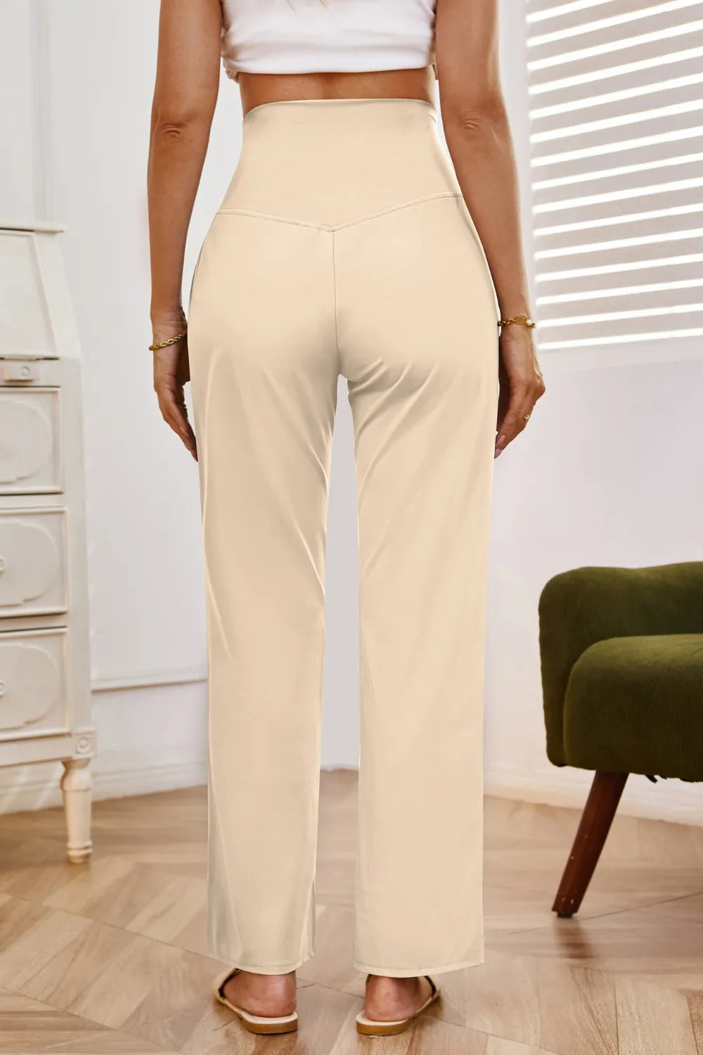 High Waist Wide Leg Pants with Pockets.