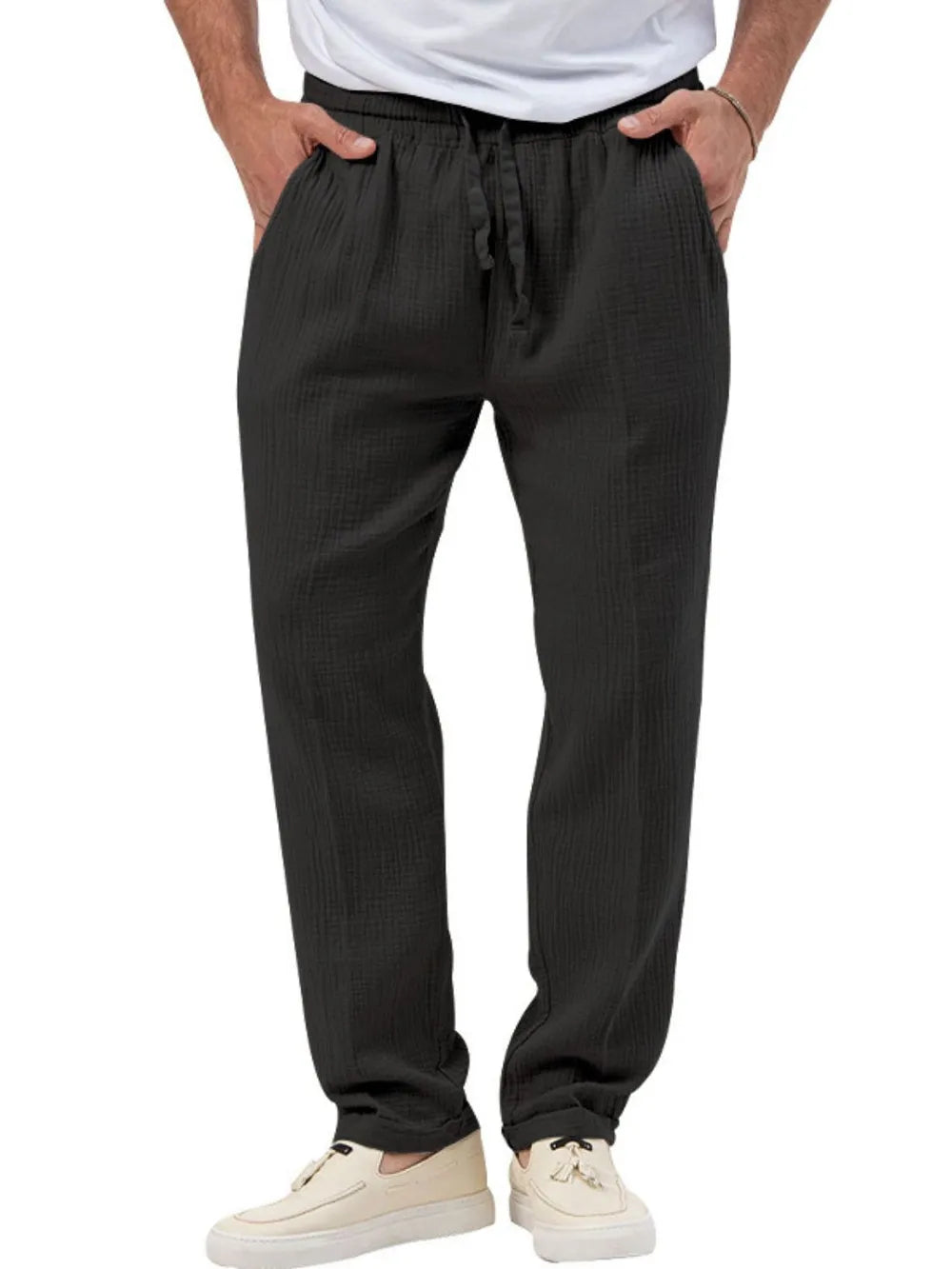Men's Plus Size Drawstring Texture Pants.