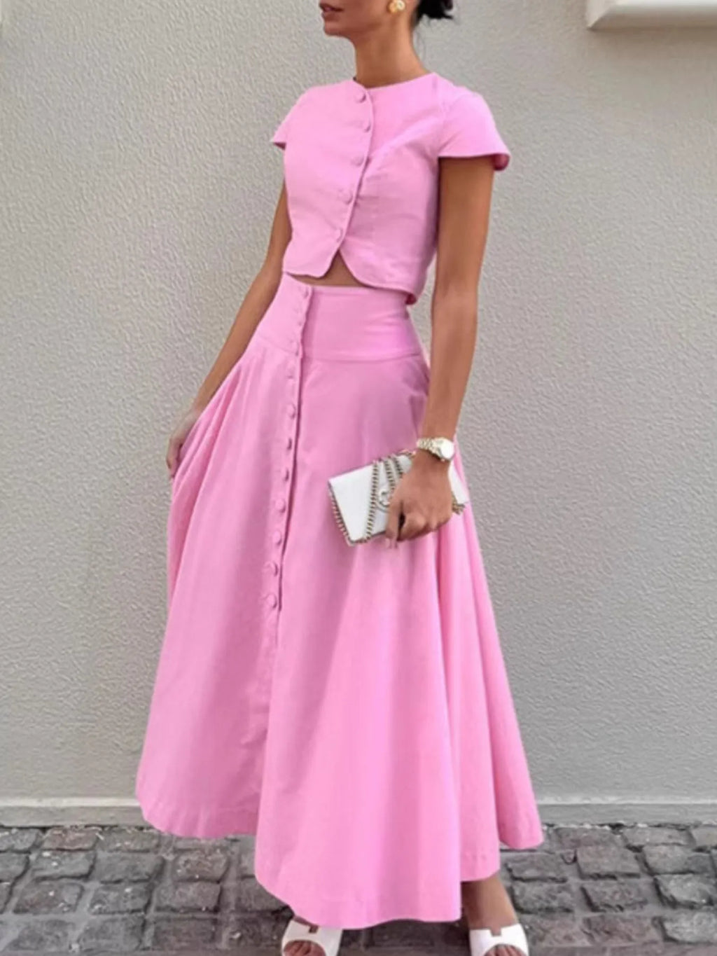 Short Sleeve Top and Skirt set.