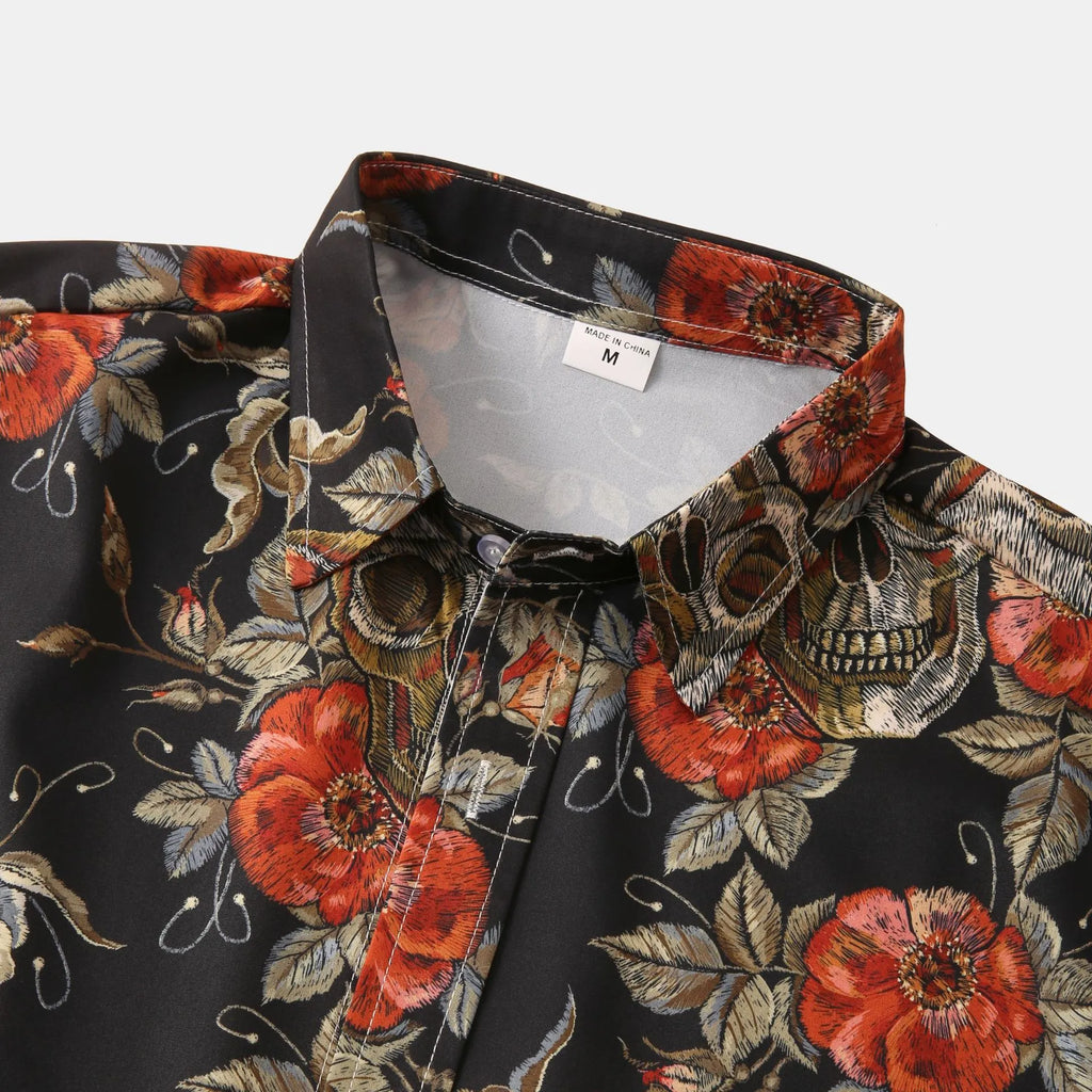 Men's Full Size Printed Short Sleeve Casual Shirt Plus Size.