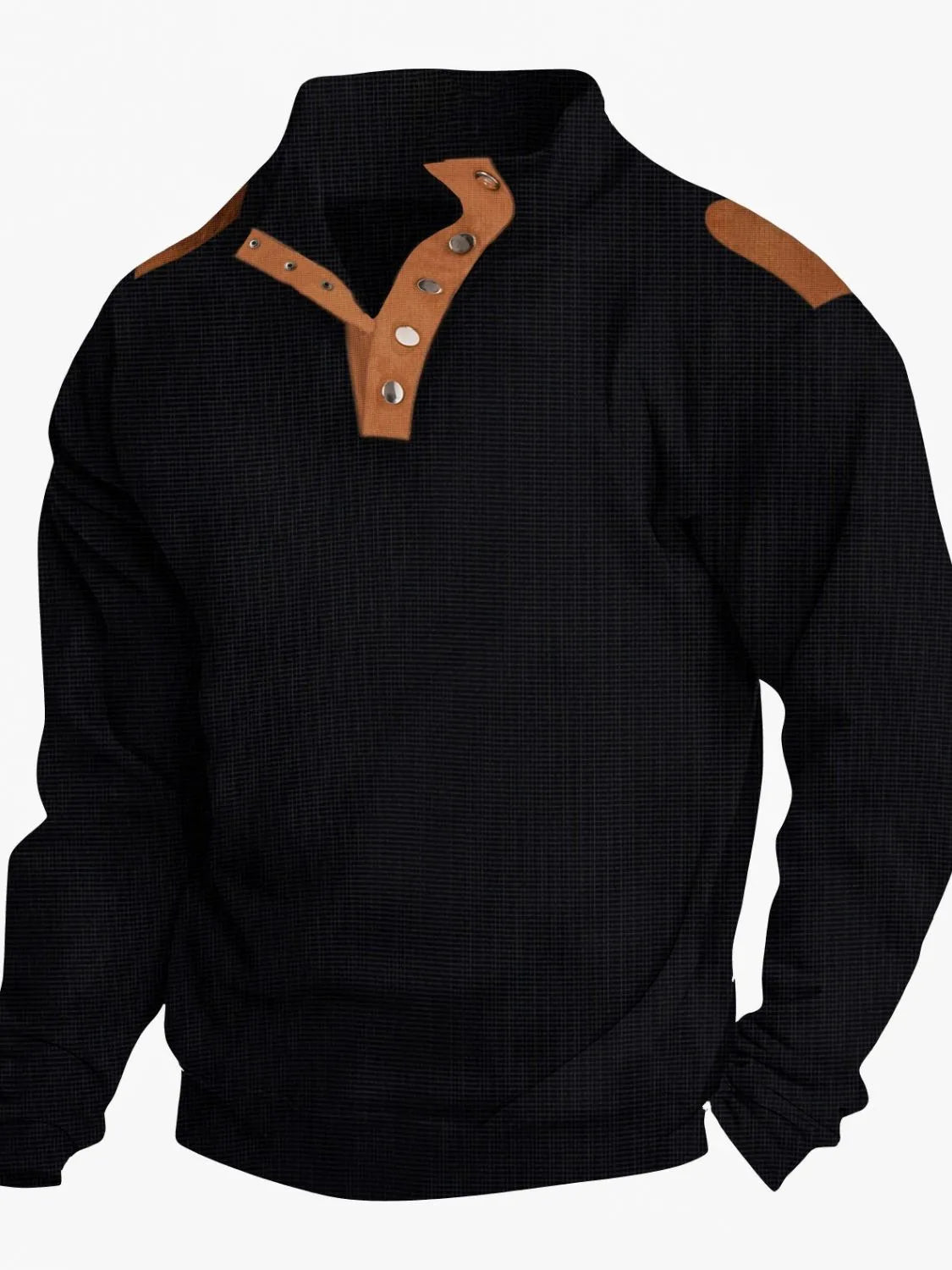Men's Full Size Quarter Snap Long Sleeve Top Plus Size.