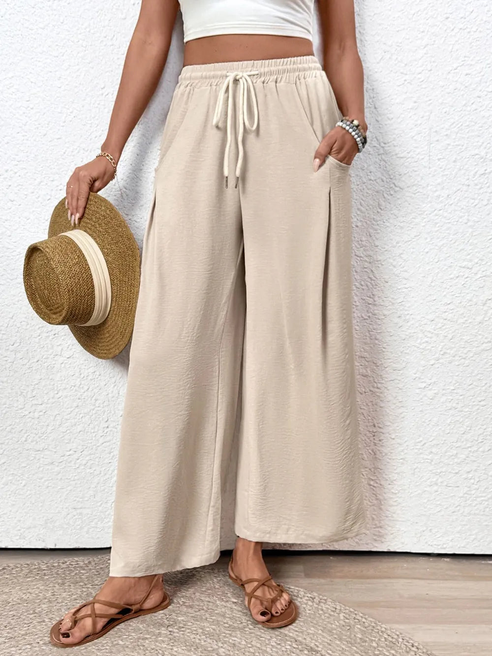 Perfee Drawstring Wide Leg Pants.