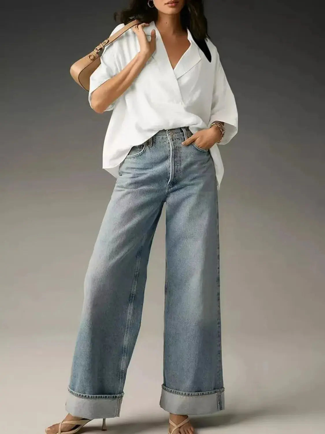 Collared Neck Half Sleeve Blouse.