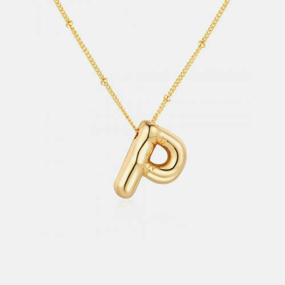 Gold-Plated Bubble Initial Necklace.