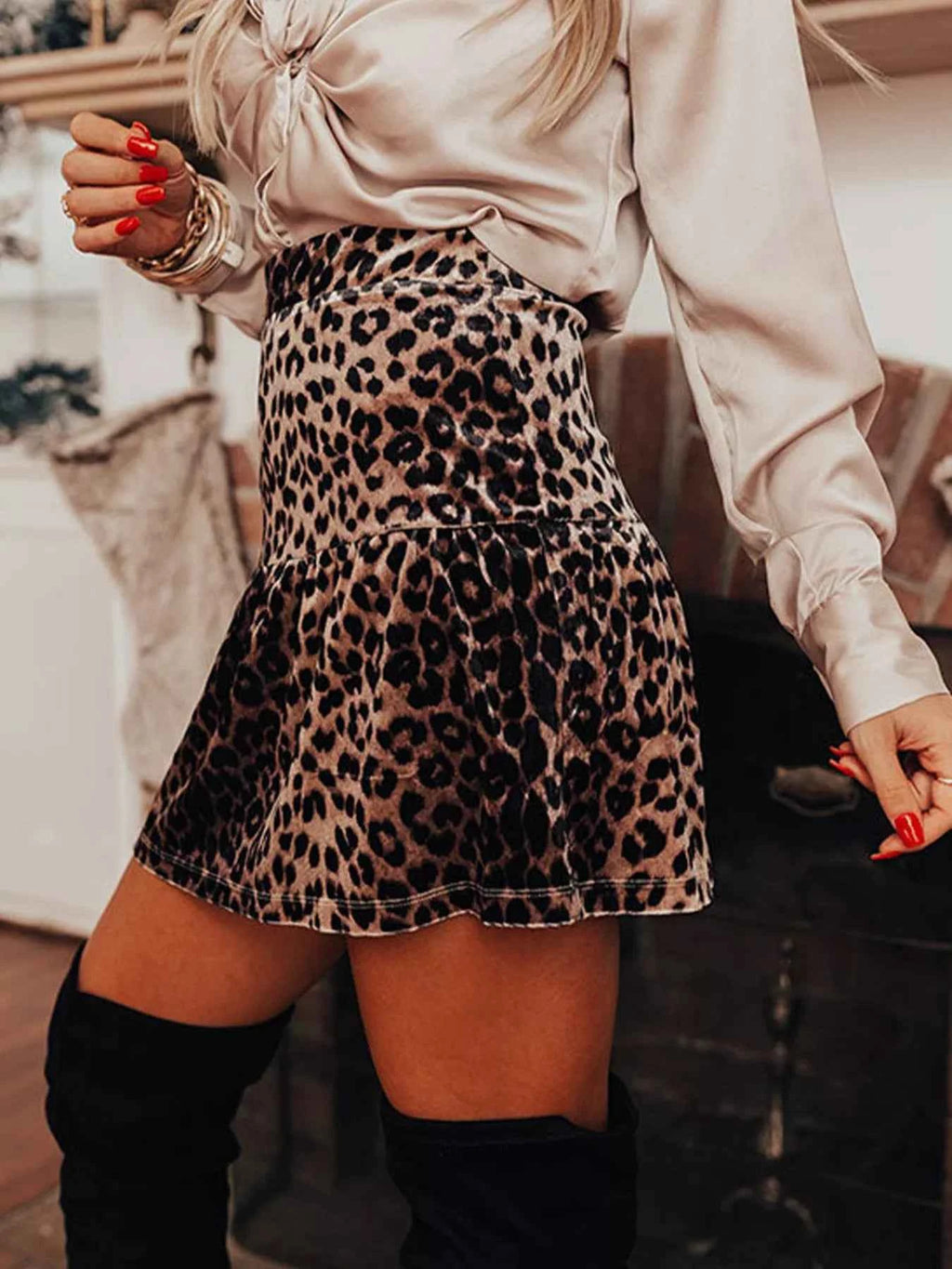Leopard Tiered Mini Skirt