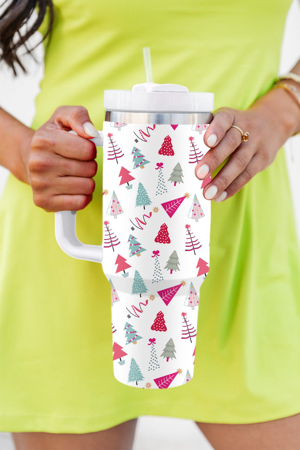 White Cartoon Christmas Tree Printed Thermos Cup 40oz Dear-Lover Dropshipping