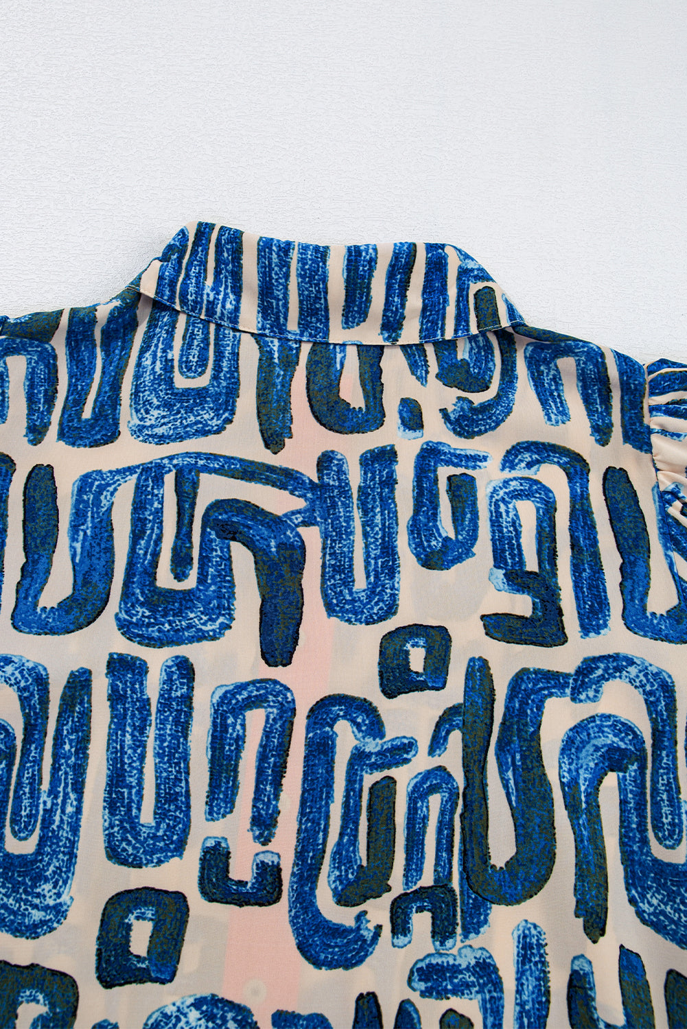 Beige Abstract Print Bubble Sleeve Button up Mini Dress Dear-Lover Dropshipping