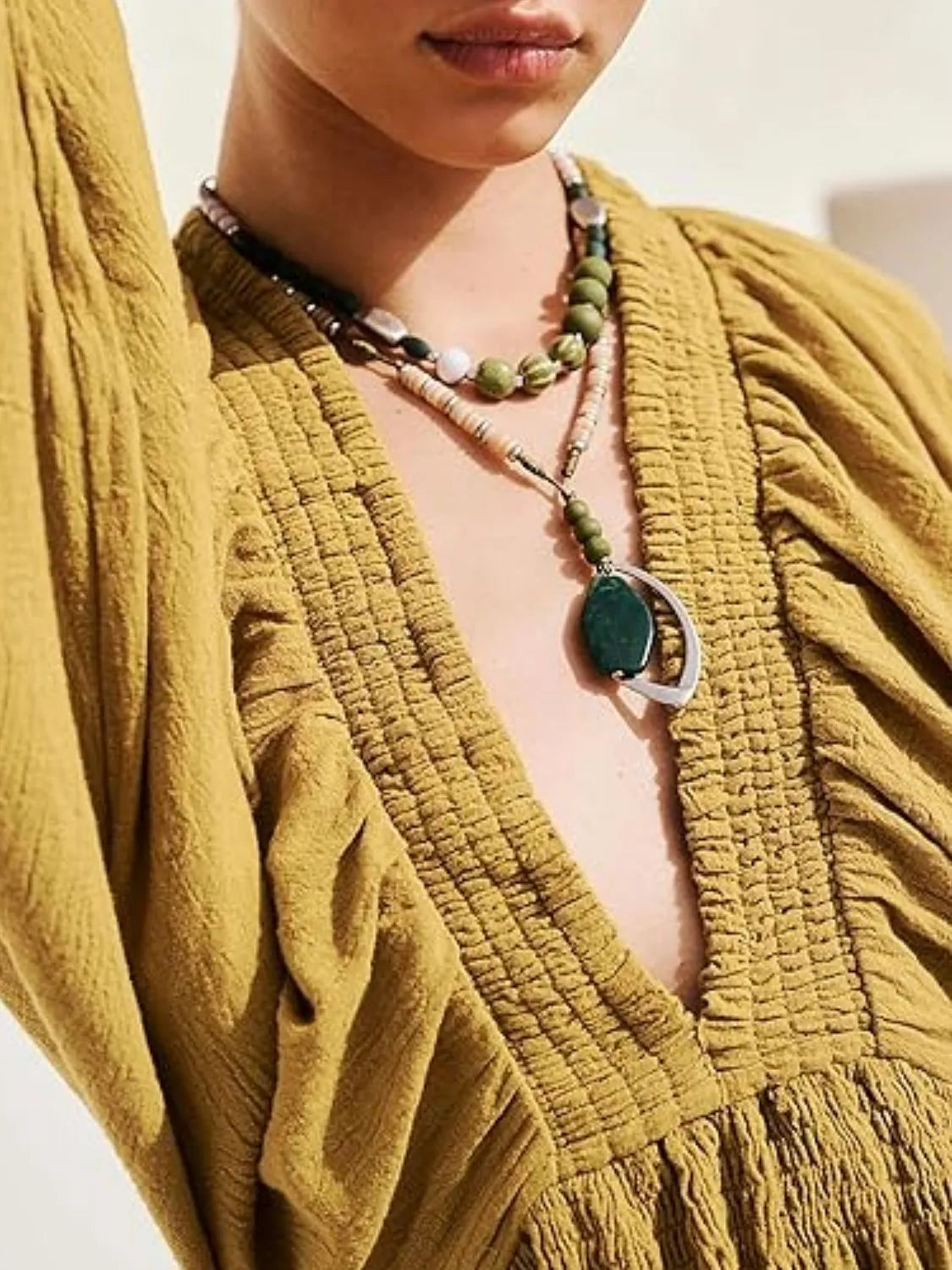 Textured V-Neck Mini Dress.