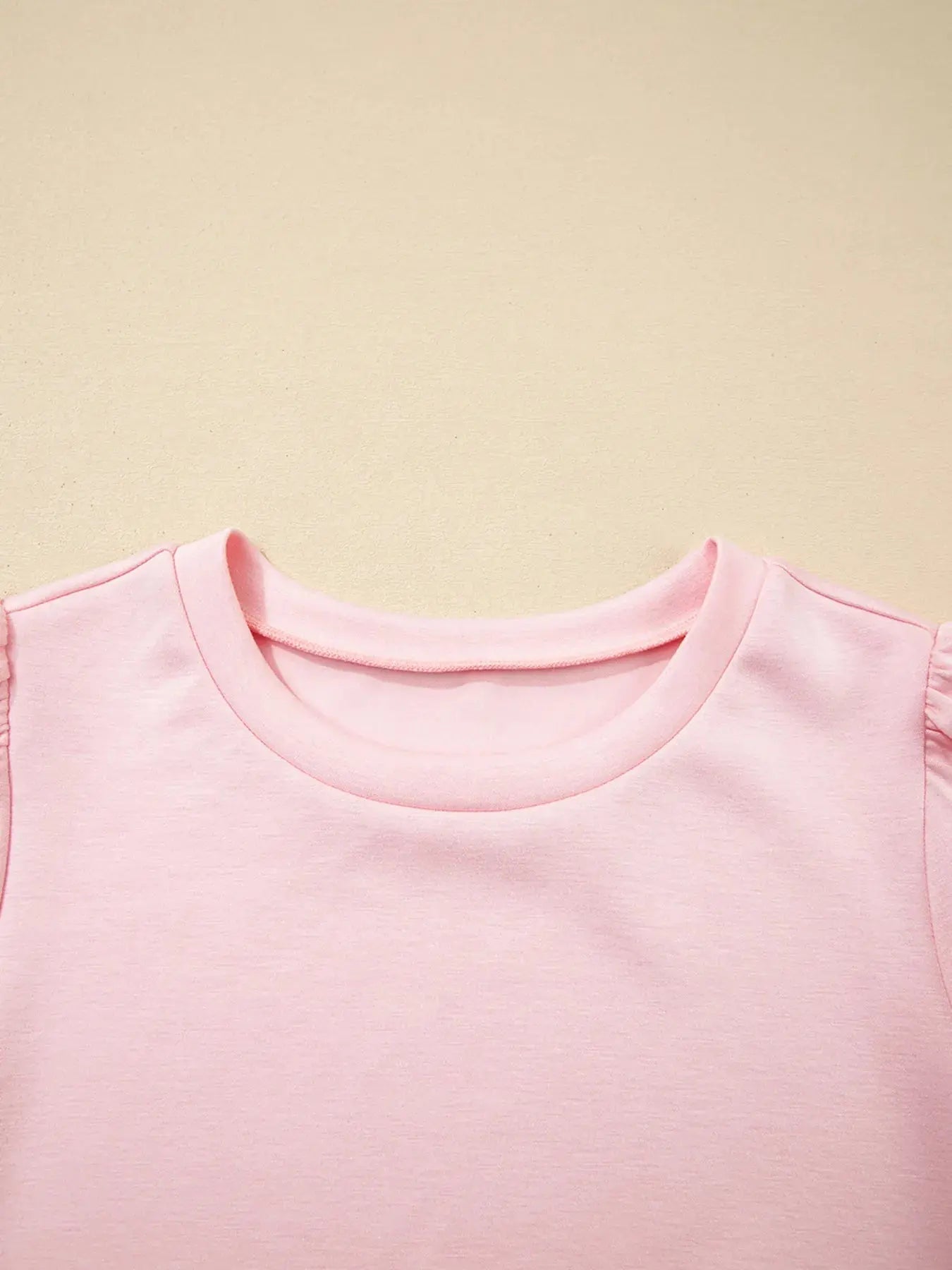 Puff Sleeve Pearl Embellished Scallop Trim Top and Skort Set.