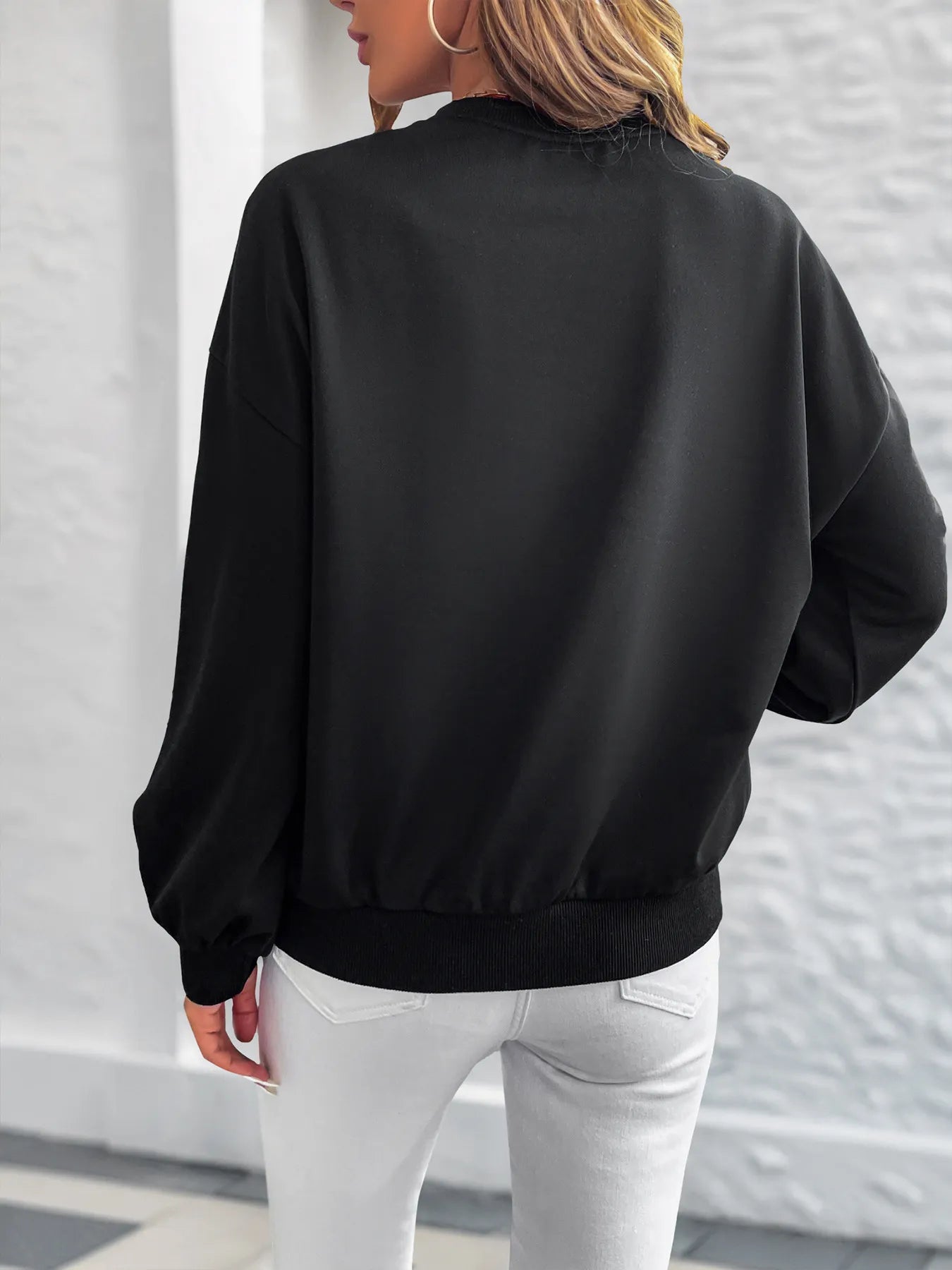 Heart Print Long Sleeve Sweatshirt.