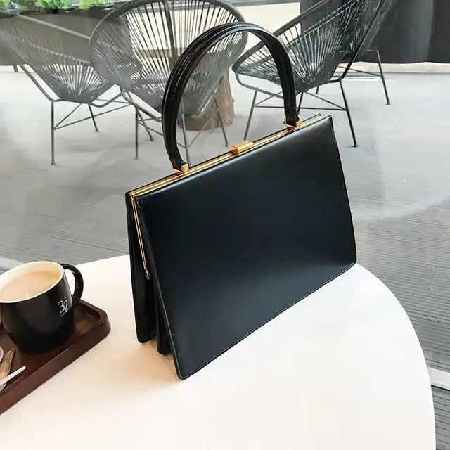 Vintage Big Clip Women Handbags Designer Casual Female Large Capacity Tote Luxury Pu Leather Handbag Ladies Fashion Purses eprolo