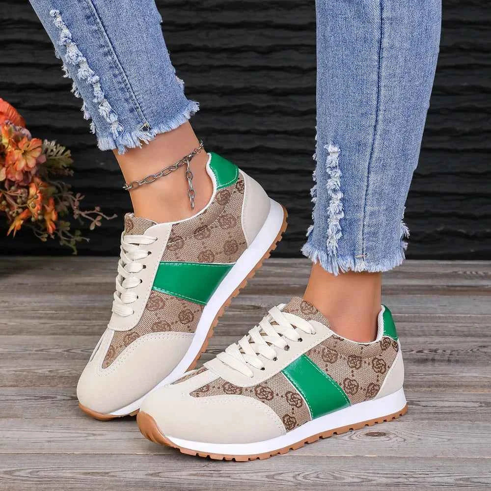 Contrast Round Toe Flat Sneakers