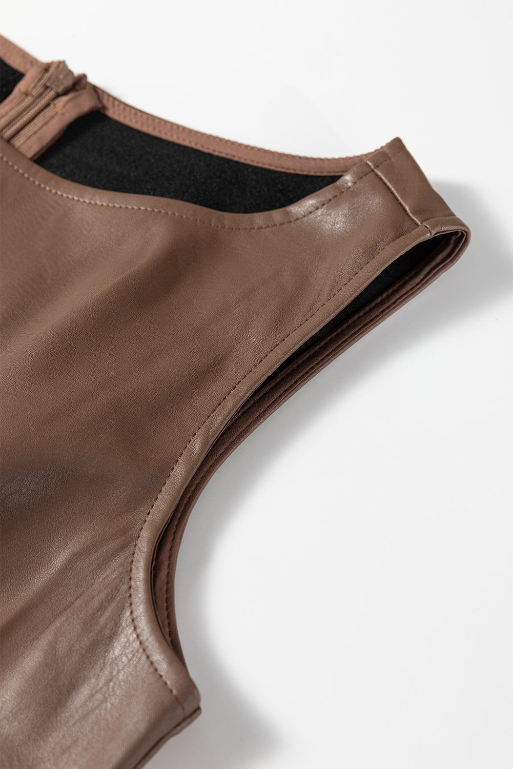 Coffee Vegan Leather Sleeveless Mini Dress Dear-Lover Dropshipping