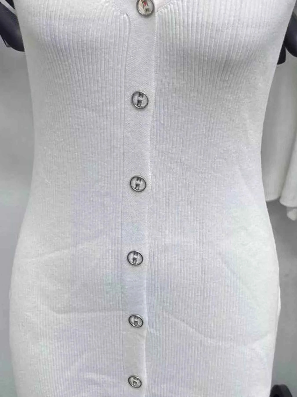 Halter Neck Button-Front Bodycon Dress