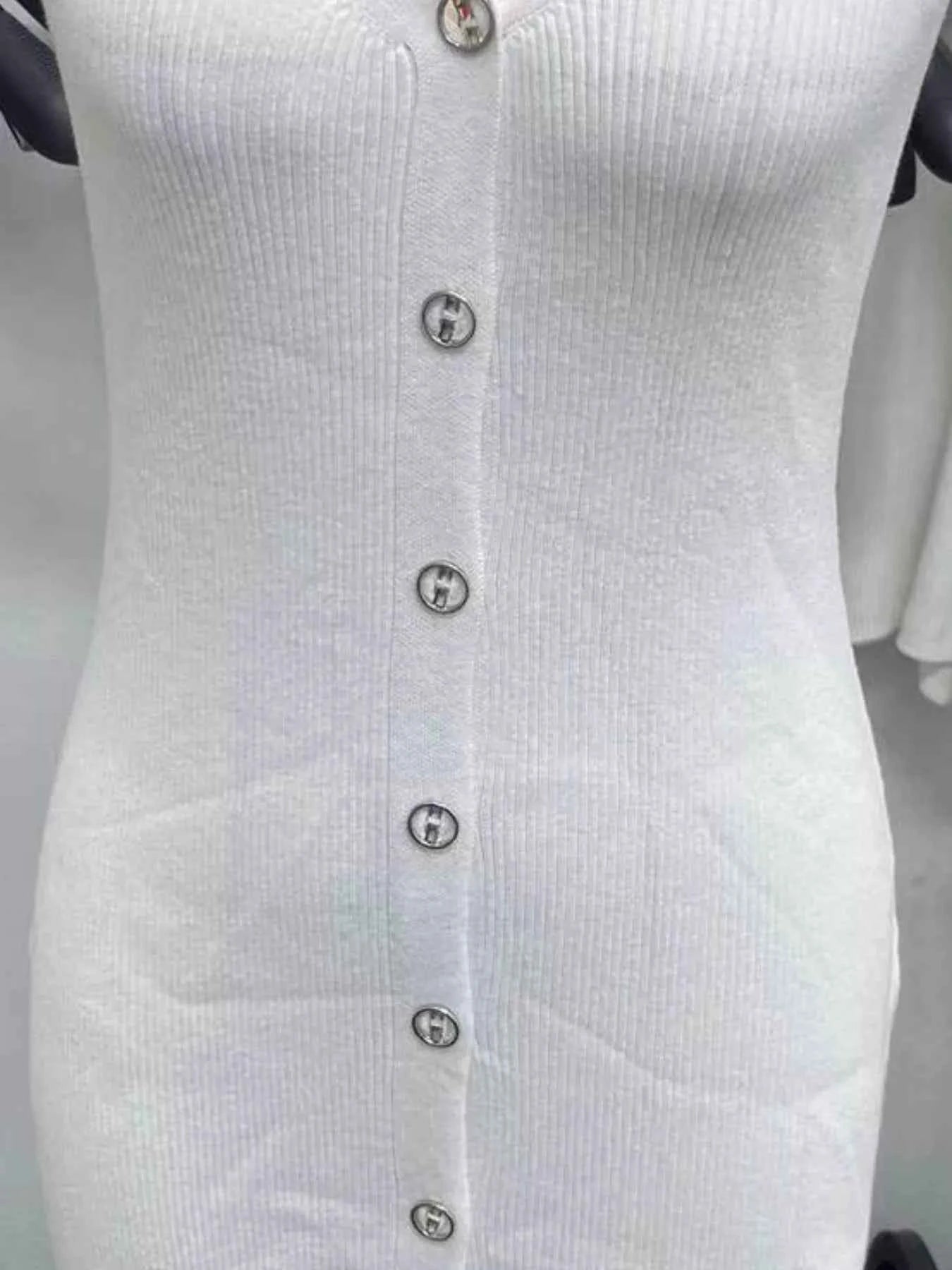 Halter Neck Button-Front Bodycon Dress