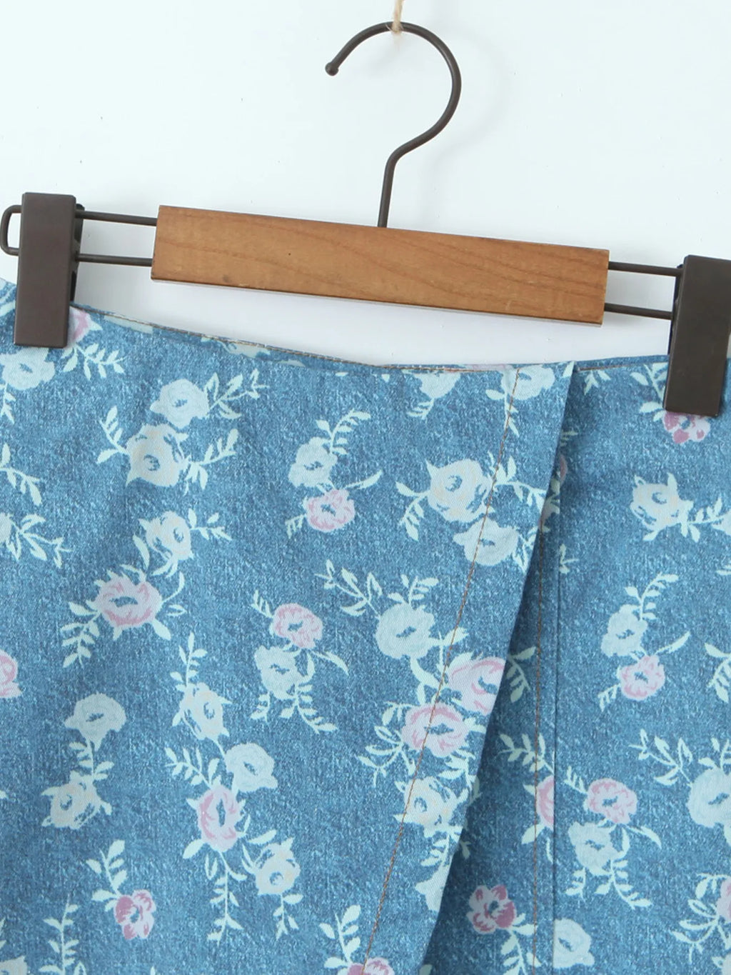 Floral Print Strapless Top and Skort Denim Set.