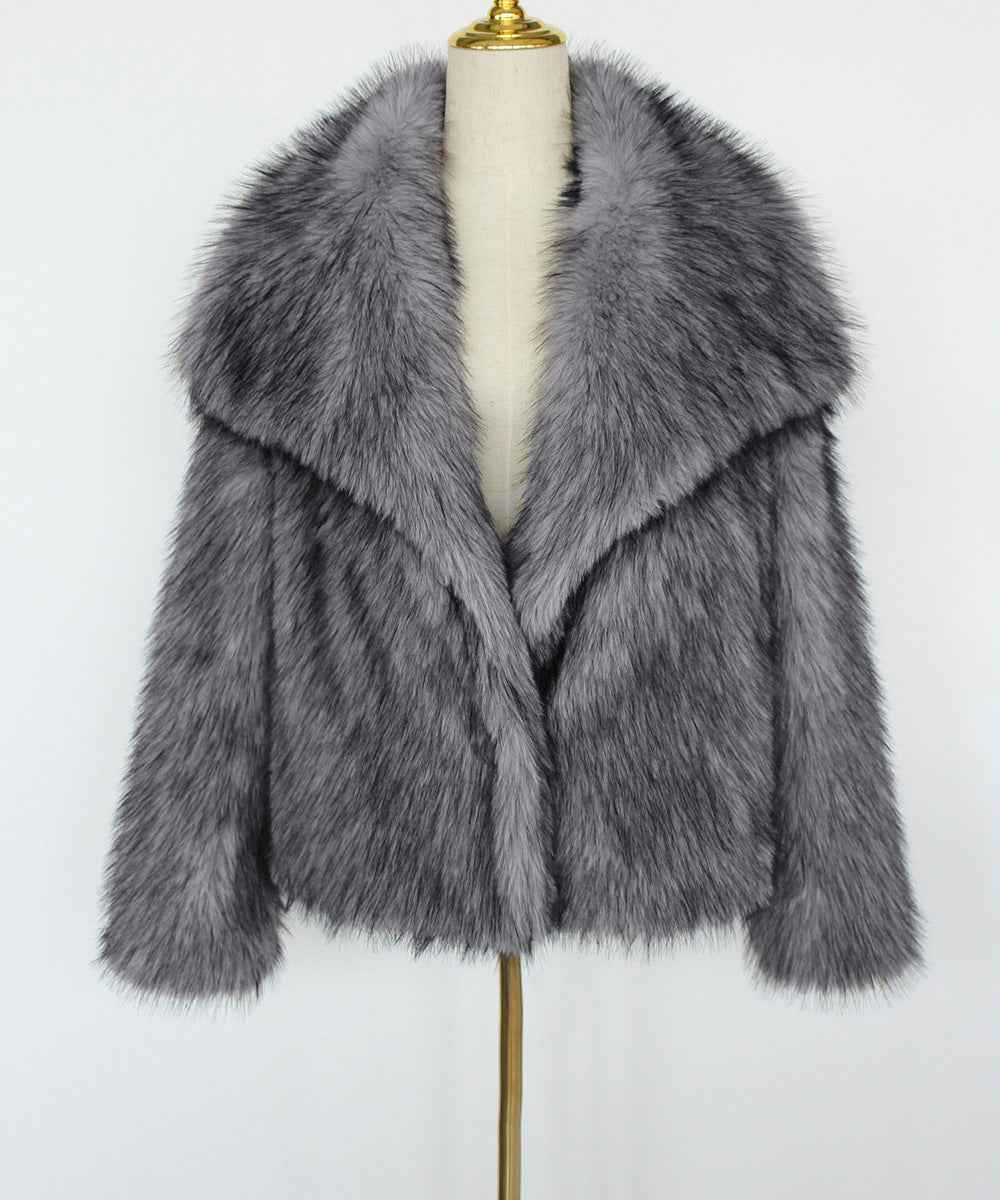 Imitation fur coat top women's short woolen coat made of synthetic fur
