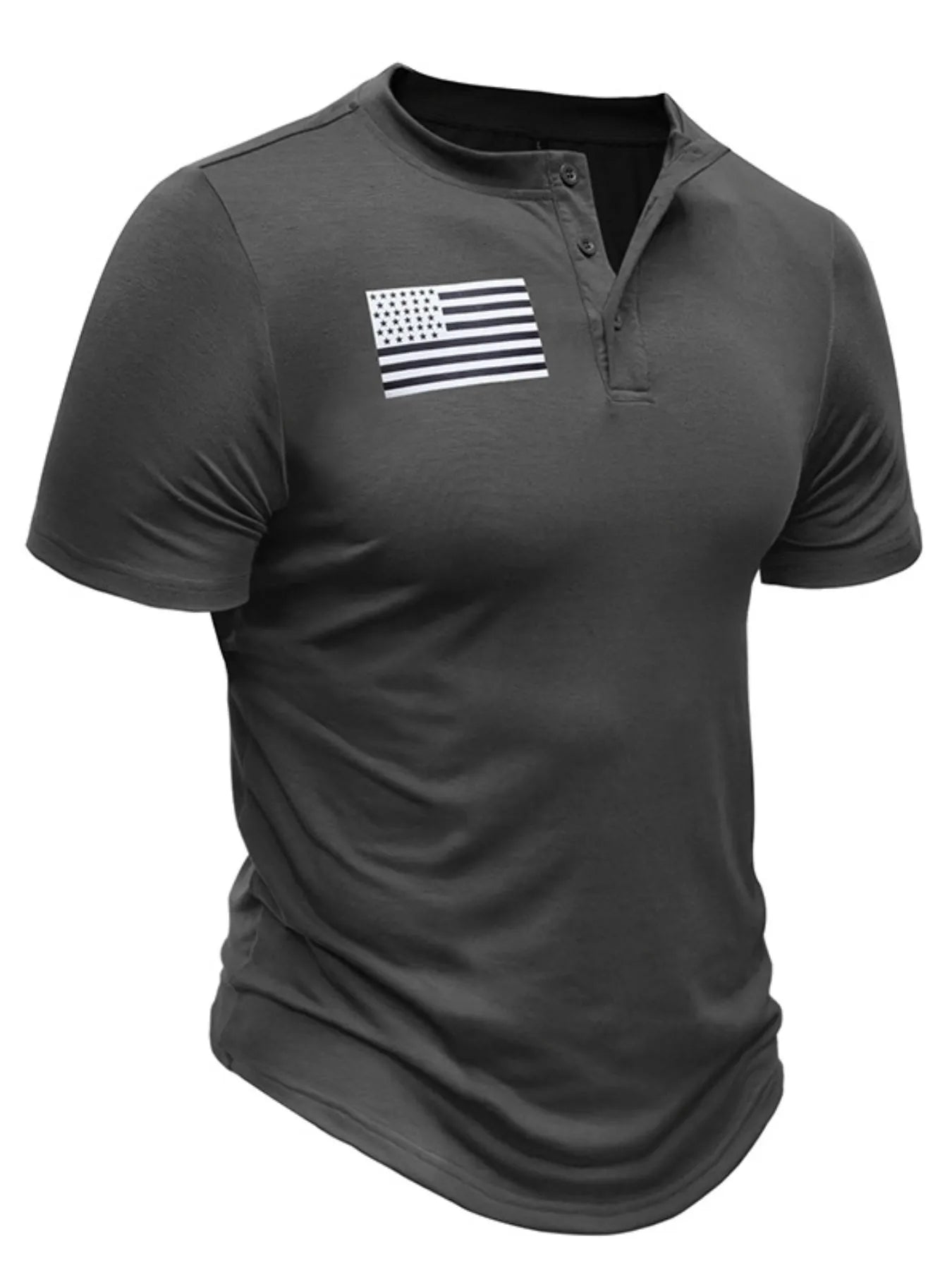 American Flag Short Sleeve Henley Top for men.