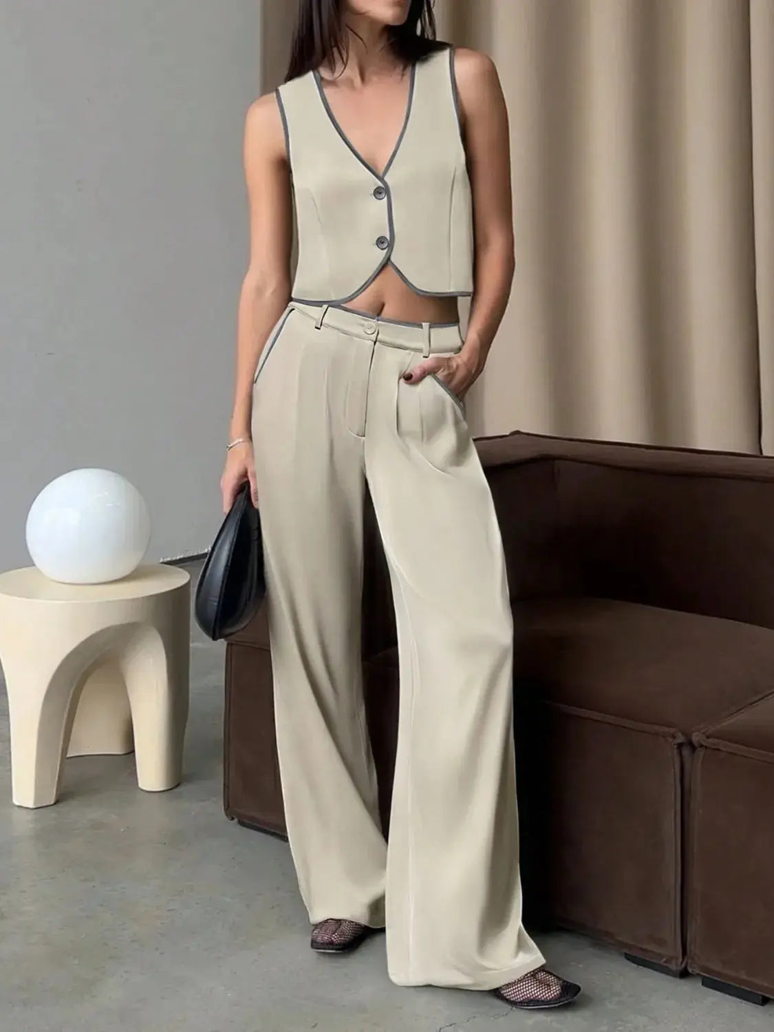 V-Neck Vest and Pants Set.