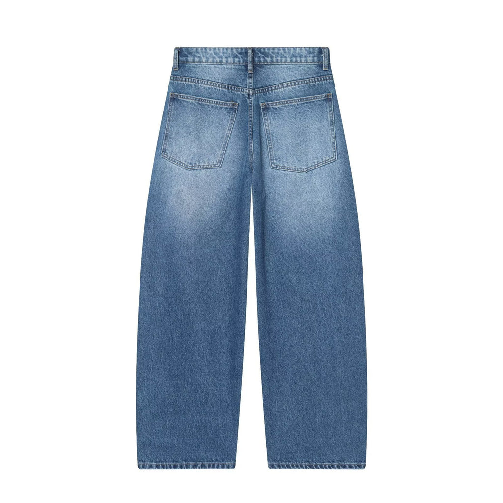 Mid waist loose fitting bucket shaped jeans eprolo