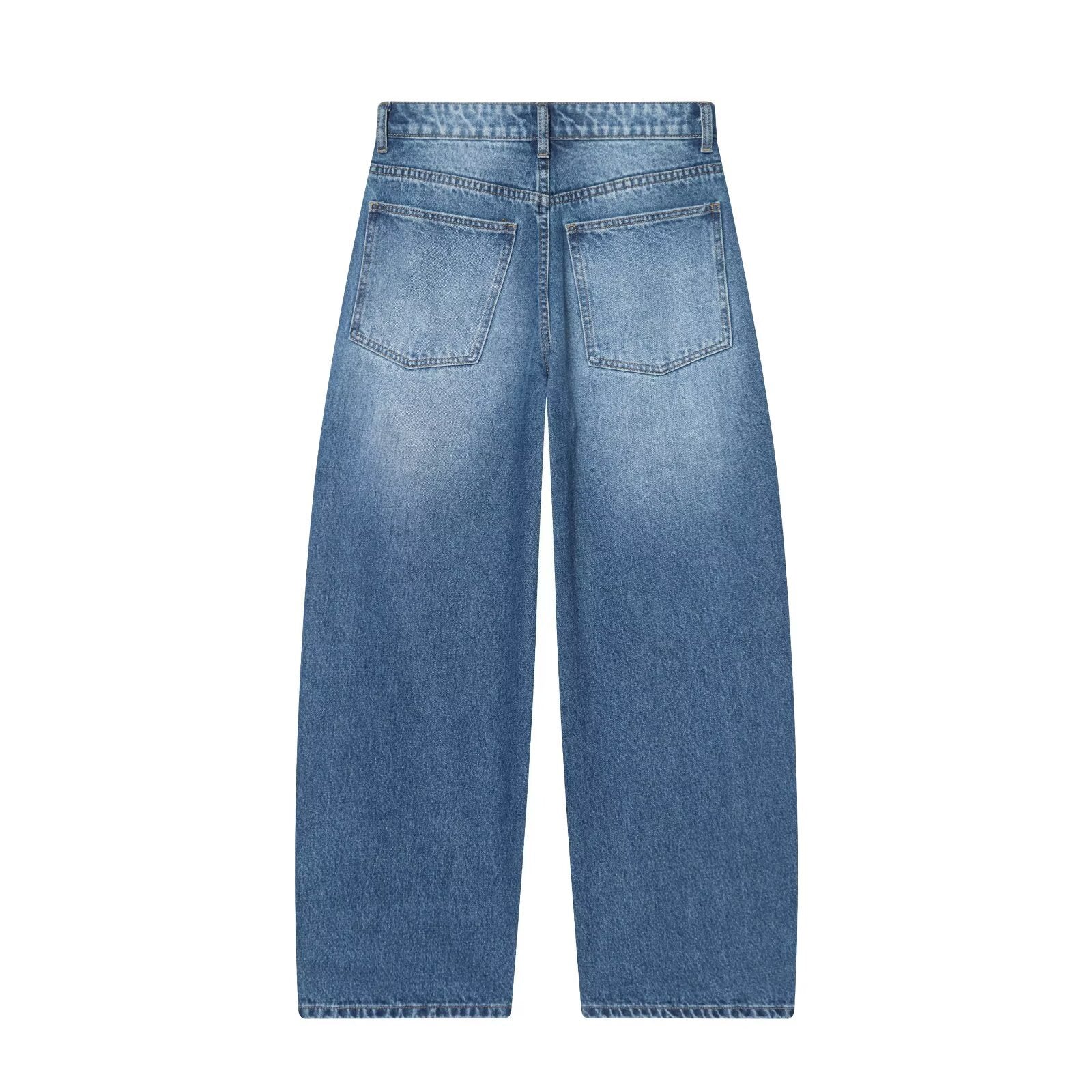 Mid waist loose fitting bucket shaped jeans eprolo