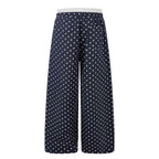 Waist Polka Dot Wide-leg Sweatpants,  Loose Fit Long Pants