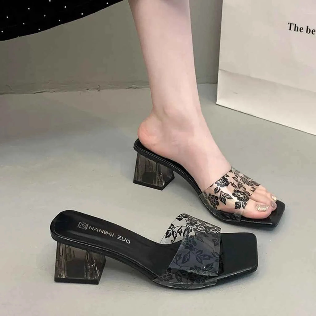 Open Toe Block Heels Sandals.