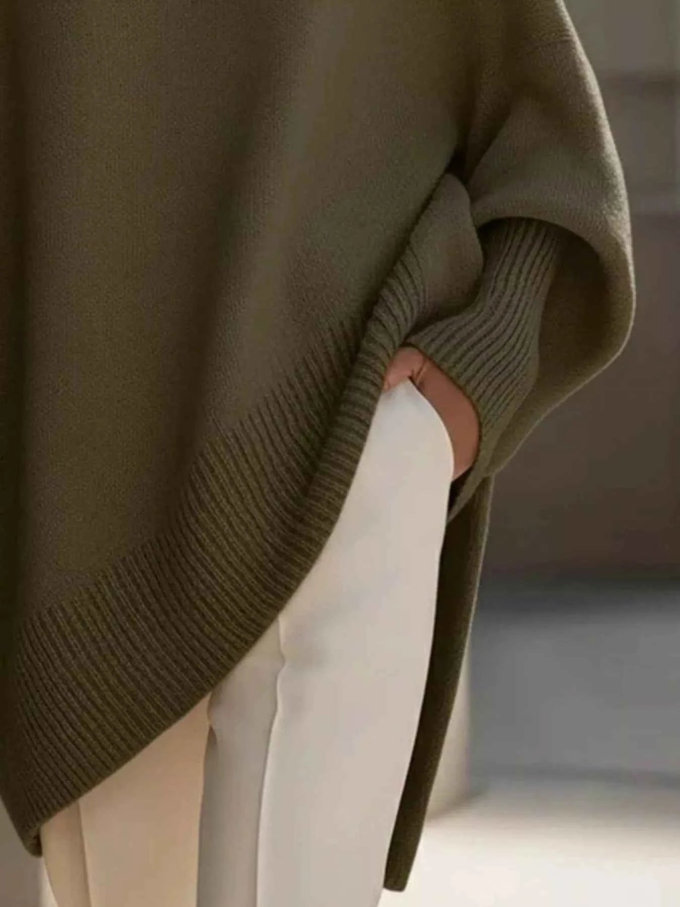 Oversized Batwing Sleeve Round Neck Sweater