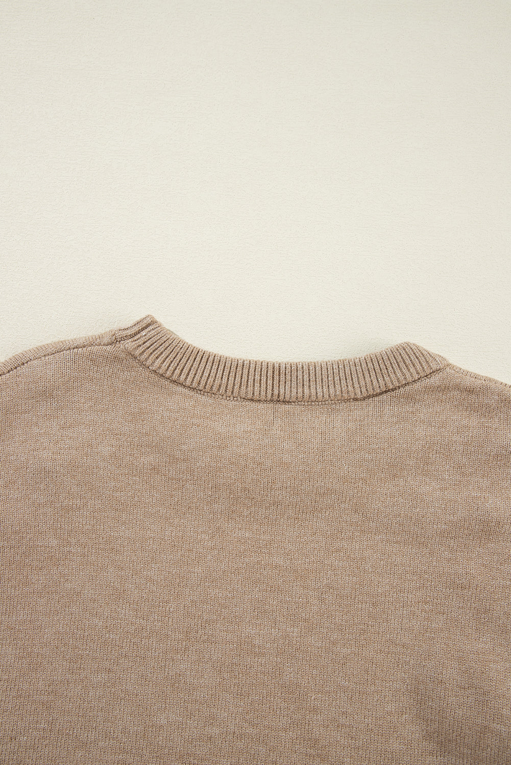 Smoke Gray Pearled Drop Shoulder Round Neck Sweater Dear-Lover Dropshipping