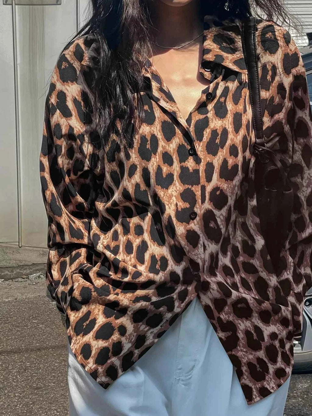 Leopard Print Button-Down Shirt