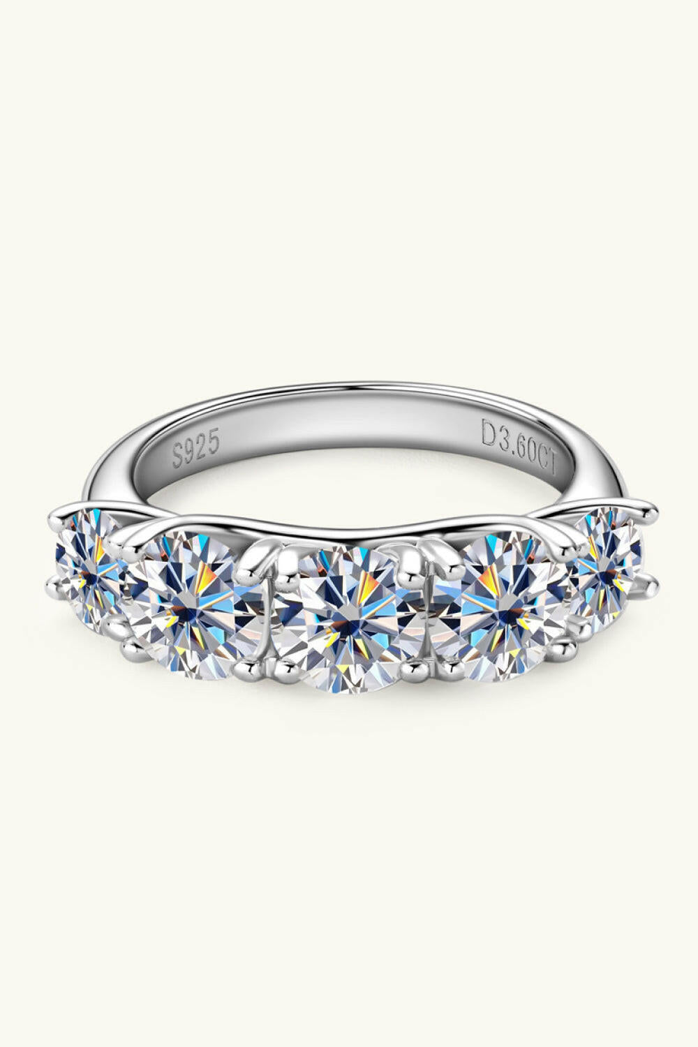 1 Carat Moissanite 925 Sterling Silver Half-Eternity Ring.