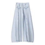 Versatile denim high waisted balloon fit loose pants for women