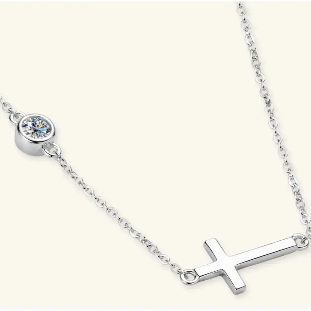 Cross 925 Sterling Silver Moissanite Necklace.