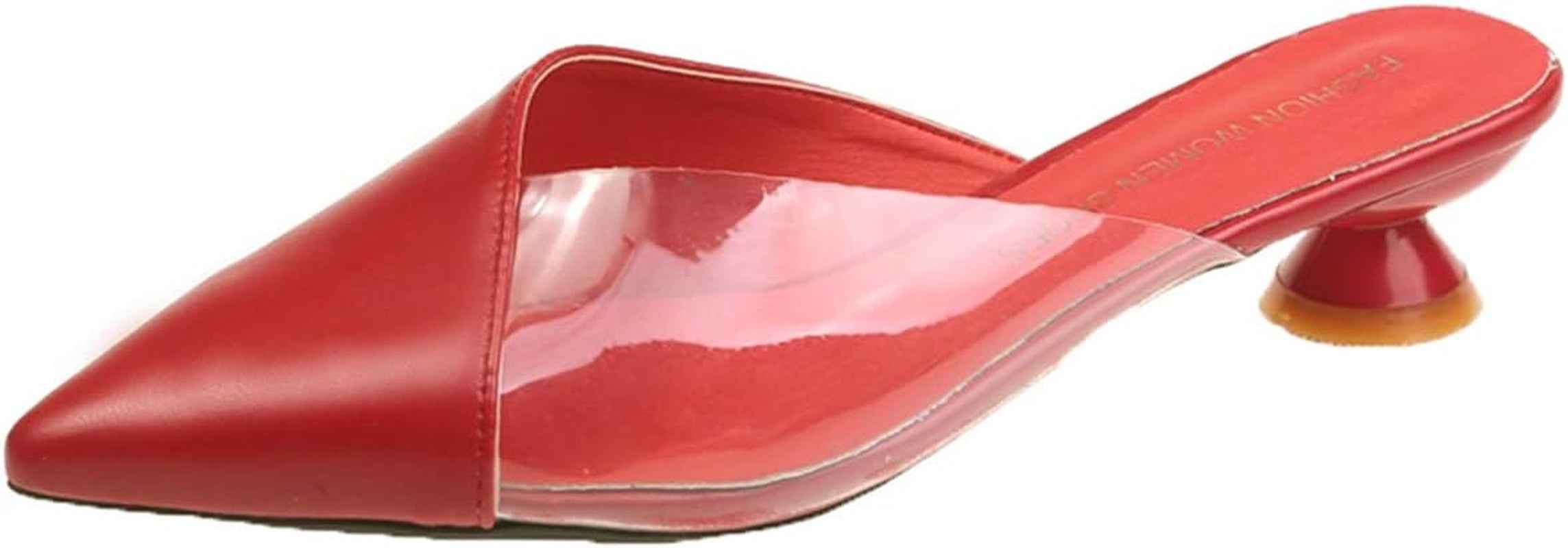 Hello Shero Comfortable Low Heel Mules Closed Pointed Toe Slip on Pumps Soft Synthetic Leather Dress Shoes Casual Daily Wear