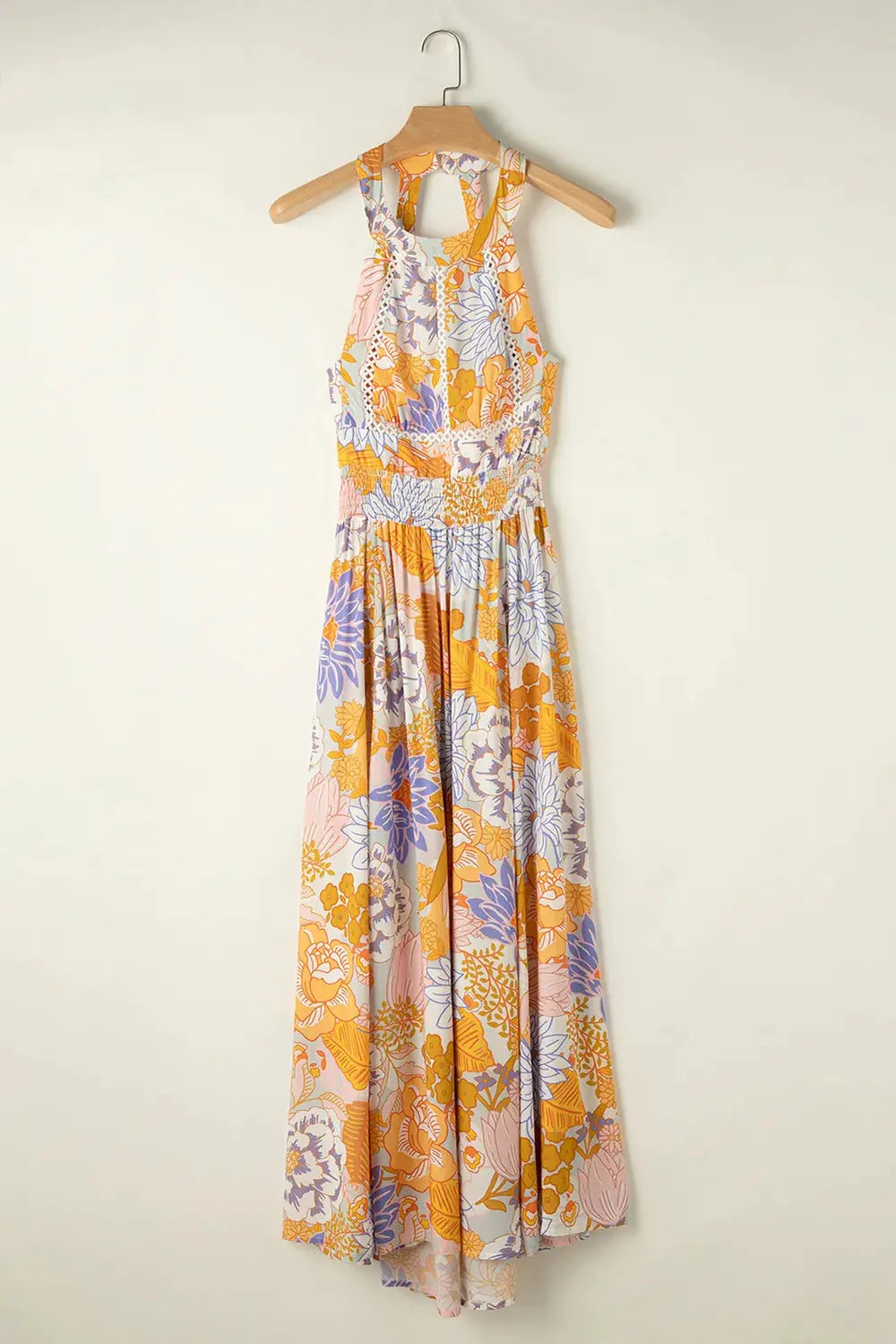 Tied Printed Grecian Sleeveless Maxi Dress.